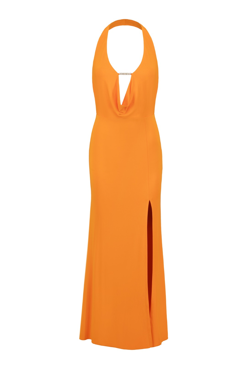 PLUNGE MAXI DRESS IN BRIGHT ORANGE