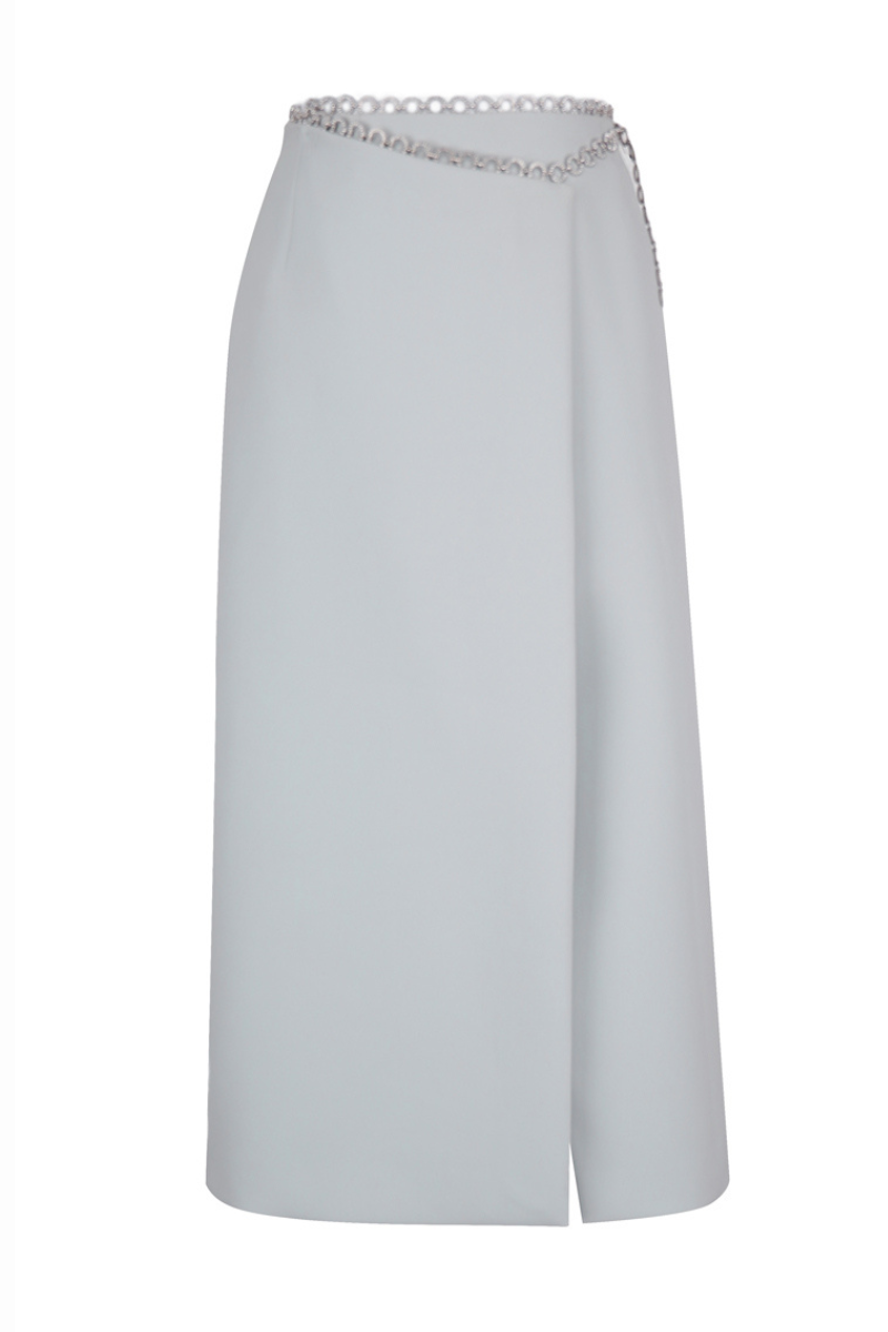 ARNOLD WRAP FRONT SLIT MIDI SKIRT