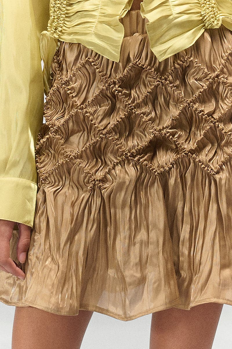 VICTORIA BEIGE SHIBORI MINI SKIRT