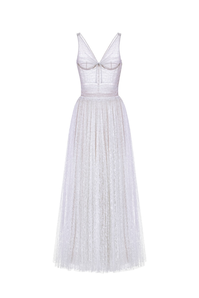 VIOLET V-NECK DRAPED MAXI DRESS