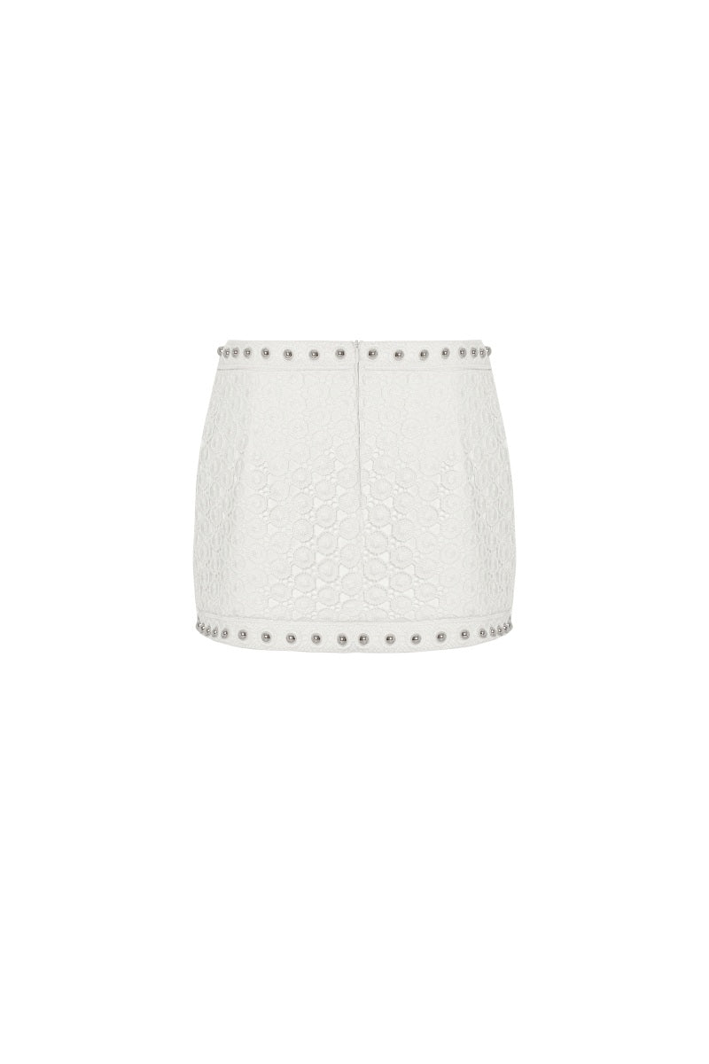 BRODERIE SKIRT IN OFF-WHITE