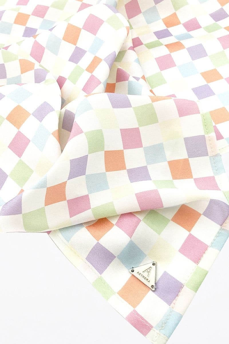 CHECKED CHARLOTTE SILK SQUARE SCARF AND ISLA SILK FRONT TIE PAREO SET