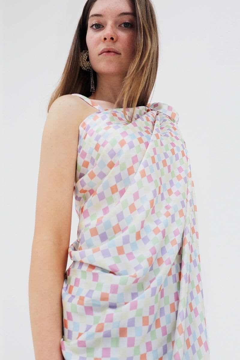 CHECKED CHARLOTTE SILK SQUARE SCARF AND ISLA SILK FRONT TIE PAREO SET