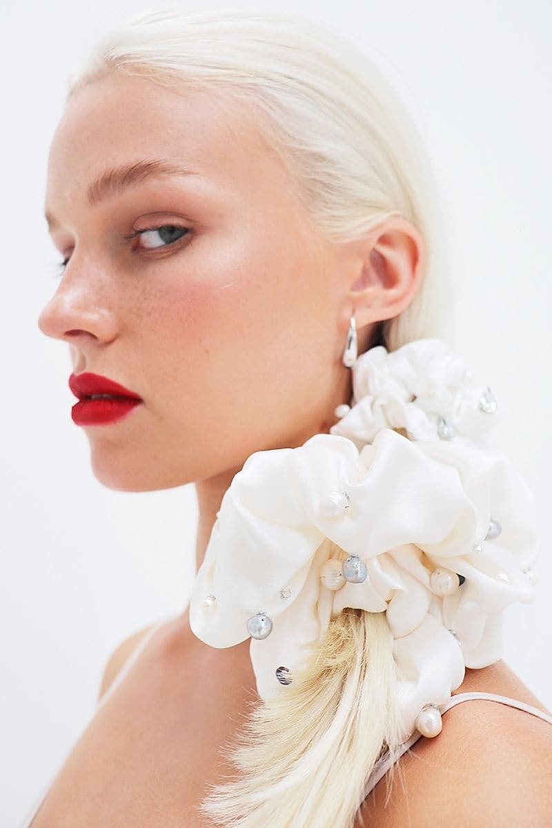 FRANCOISE EMBELLISHED SILK SCRUNCHIE SET