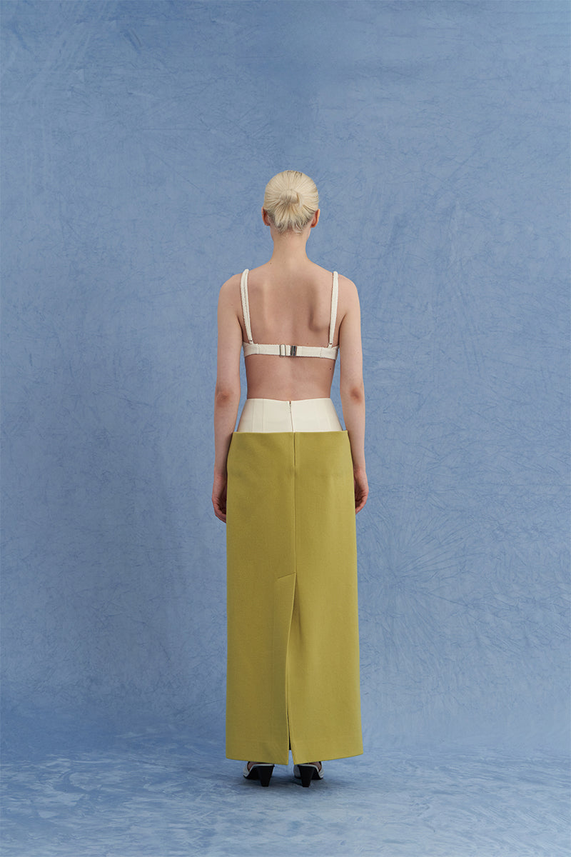 TUXEDO MAXI PENCIL SKIRT IN GREEN