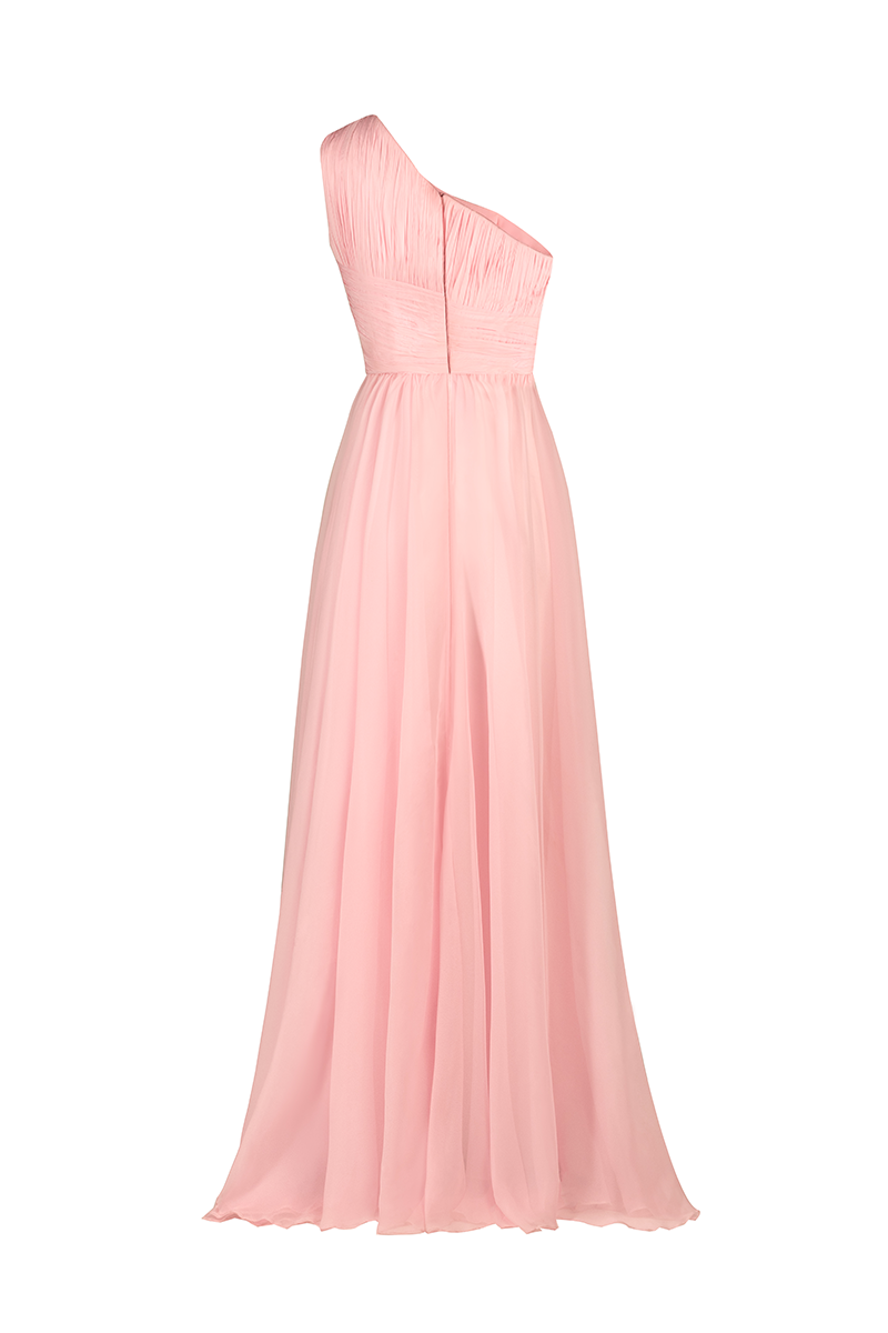 ONE SHOULDER DRESS IN BABY PINK