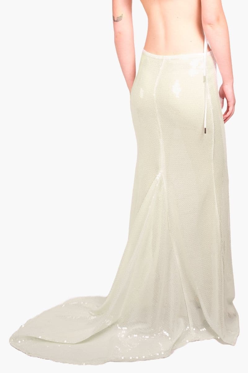 IVORY SEQUINS LONG SKIRT