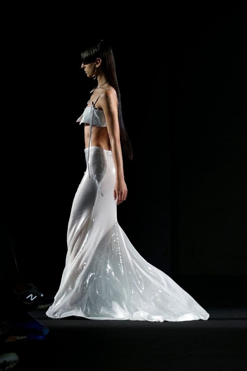 IVORY SEQUINS LONG SKIRT