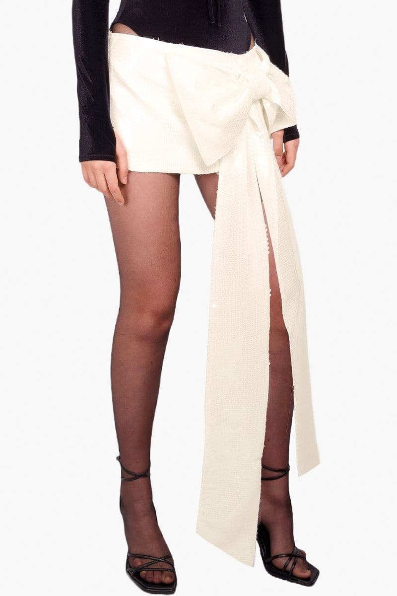 IVORY SEQUINS MINI SKIRT
