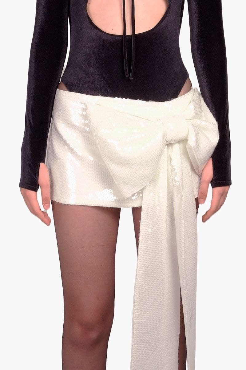 IVORY SEQUINS MINI SKIRT