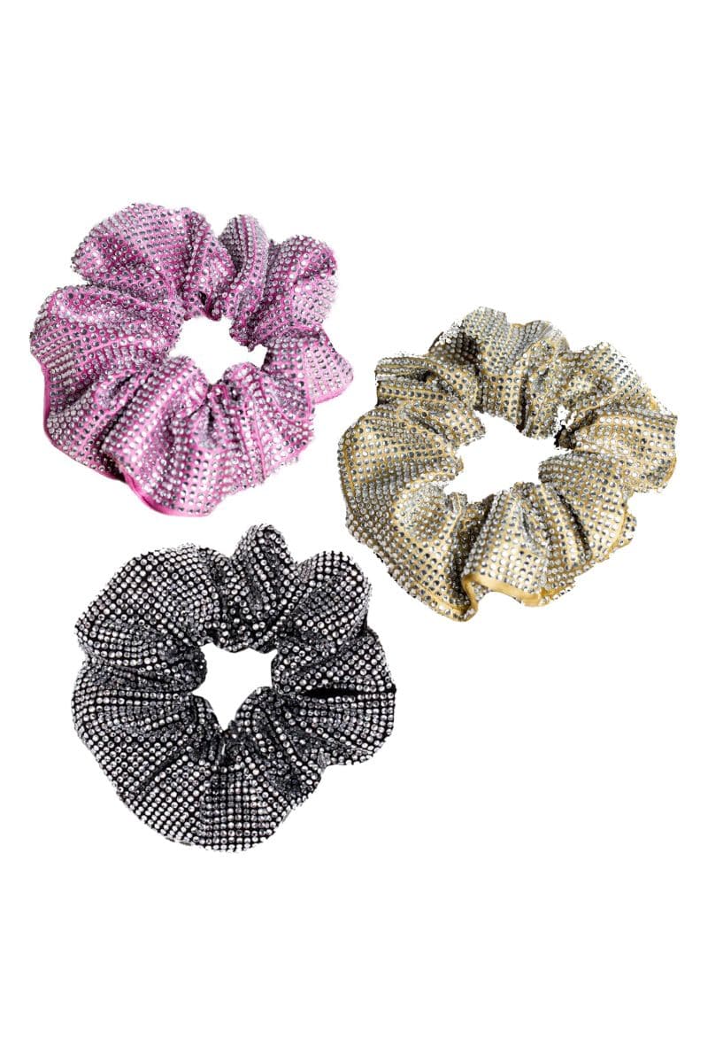 PINK GOLD AND BLACK DIAMOND SCRUNCHIE SET