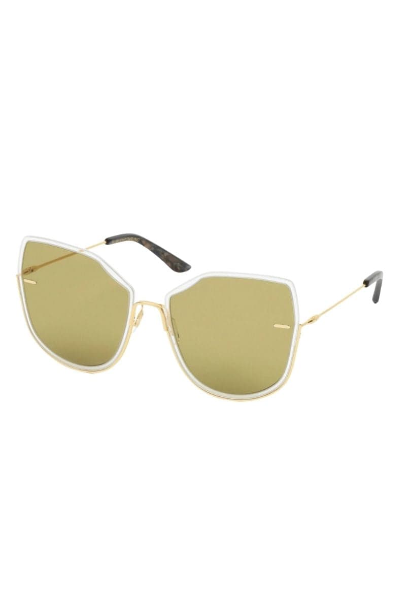 NOBODY'S DARLING 12K GOLD PLATED FRENCH ACETATE SAGE SUNGLASSES