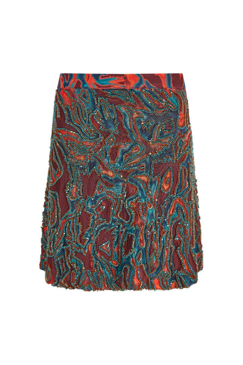 ZUSI KARA BLUE AND ORANGE MINI SKIRT