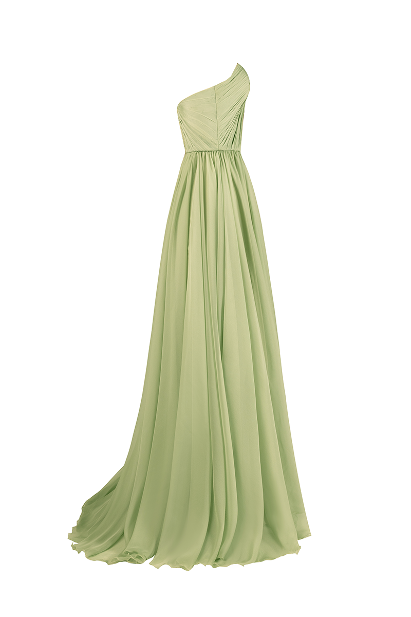 STRAPLESS GOWN IN LIGHT GREEN
