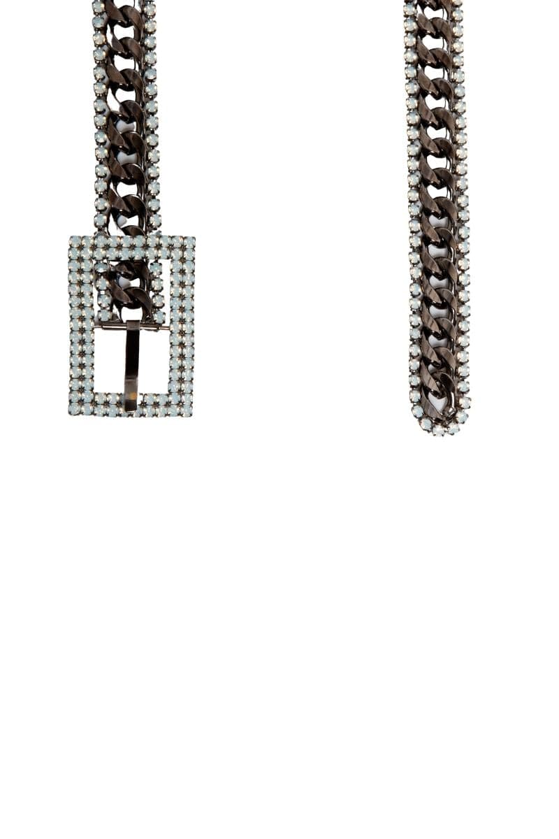 CRYSTAL EMBELLISHED CHAIN BELT WITH BIG BUCKLE