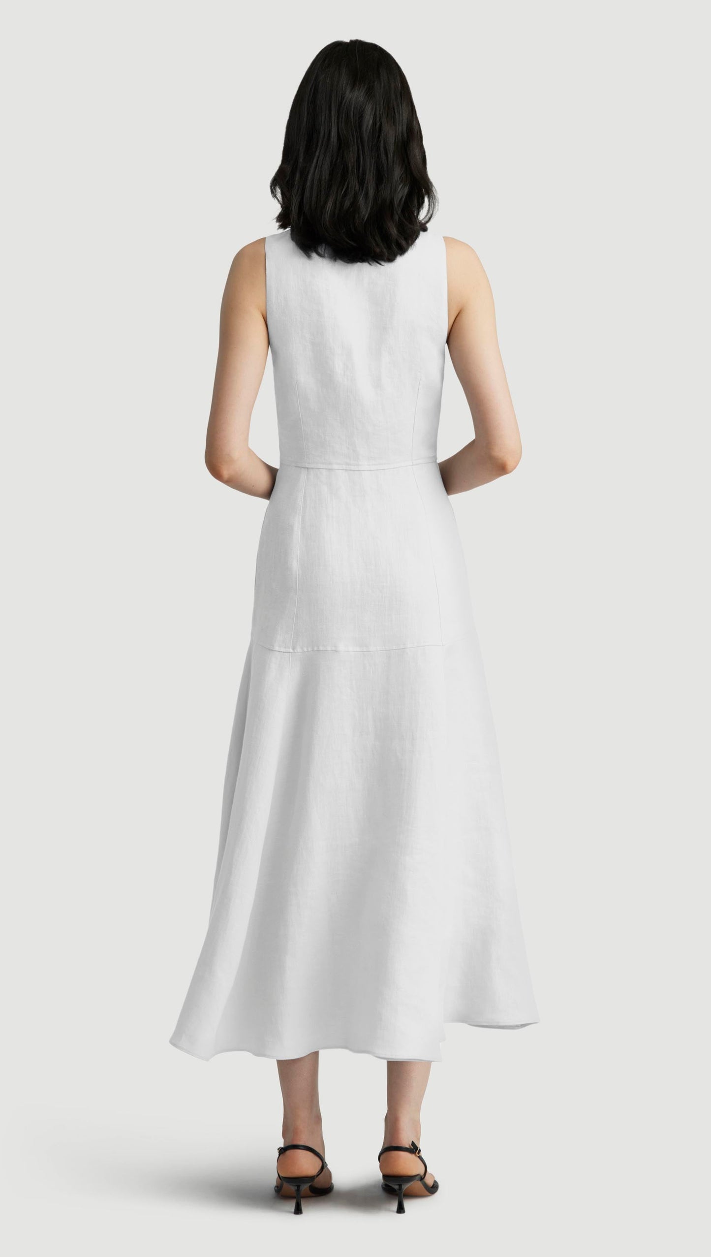 Marcy Dress in Cotton Sateen | White