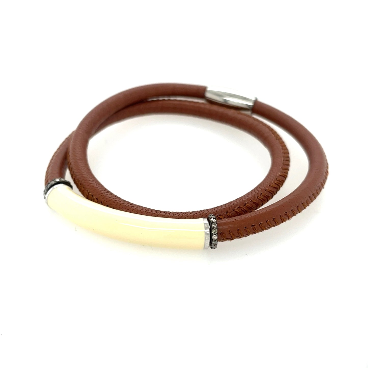 Ellen Hoffman Double Wrap Light Brown Bracelets