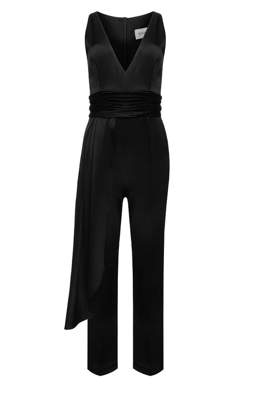 WAIST BAND JUMPSUIT IN BLACK