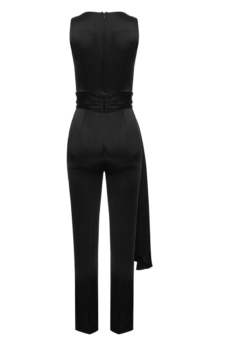 WAIST BAND JUMPSUIT IN BLACK