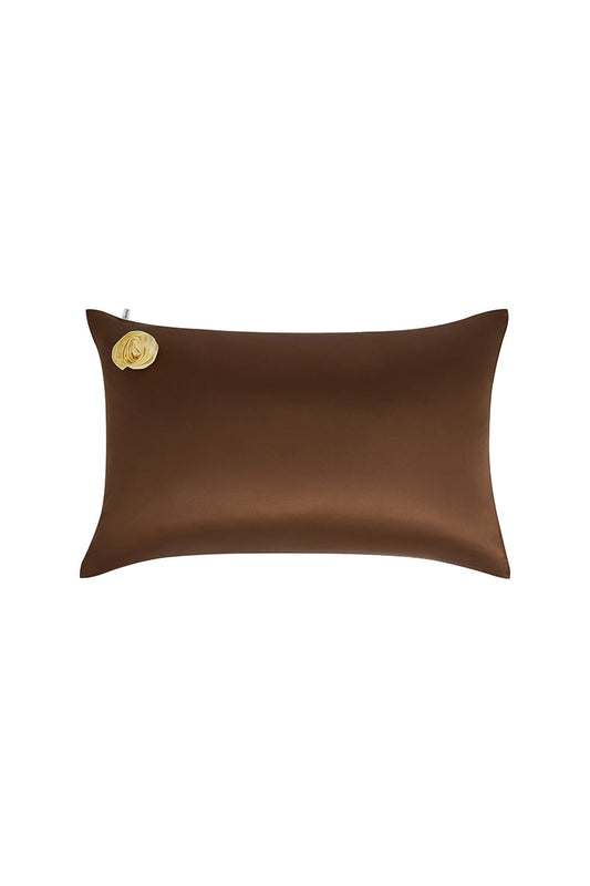 TUSCAN ROSE SILK PILLOWCASE IN BROWN