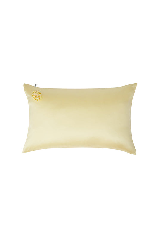 TUSCAN ROSE SILK PILLOWCASE IN YELLOW