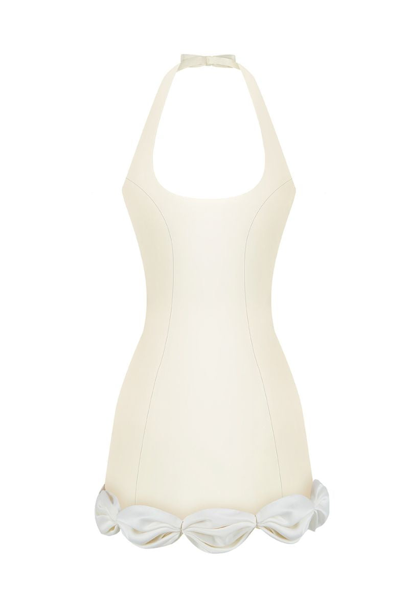 CAKE BOW MINI DRESS IN LIGHT YELLOW
