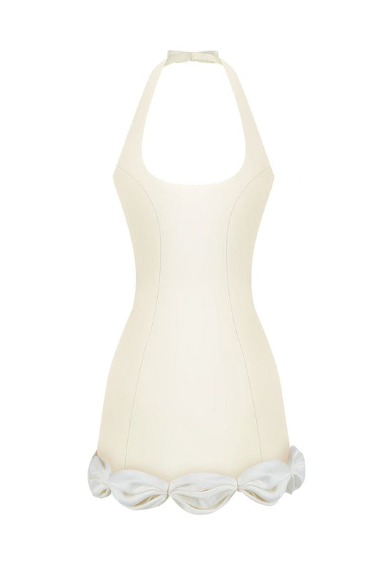 CAKE BOW MINI DRESS IN LIGHT YELLOW