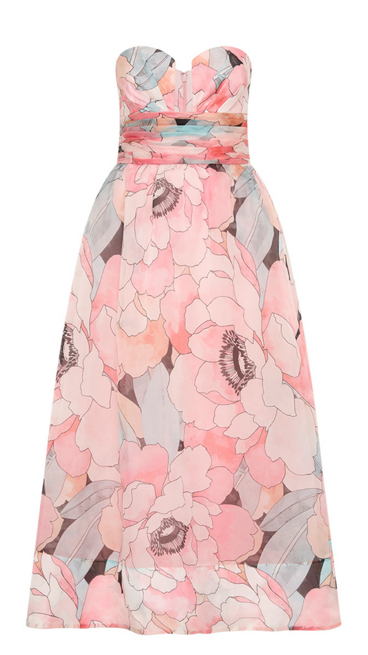 Bouquet Strapless Midi Dress
