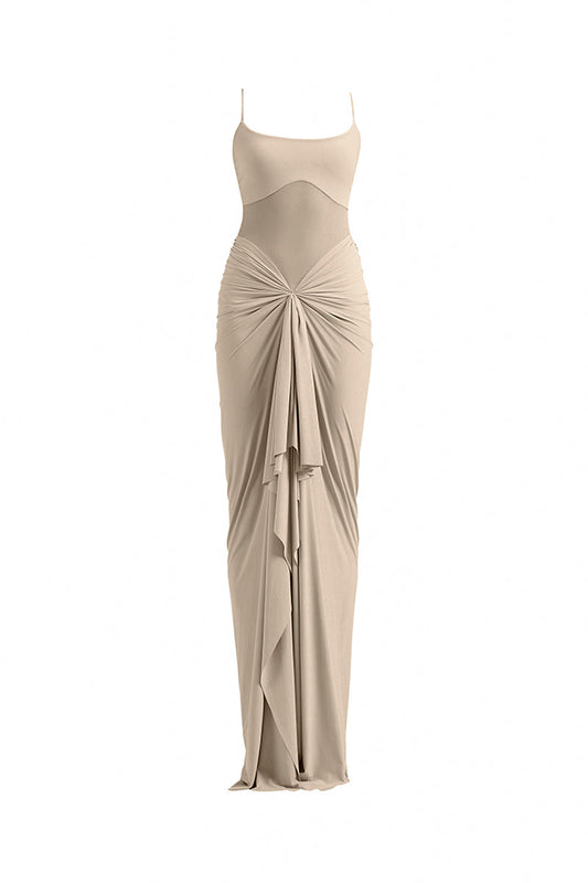 ASTRID DRAPED BEIGE GOWN