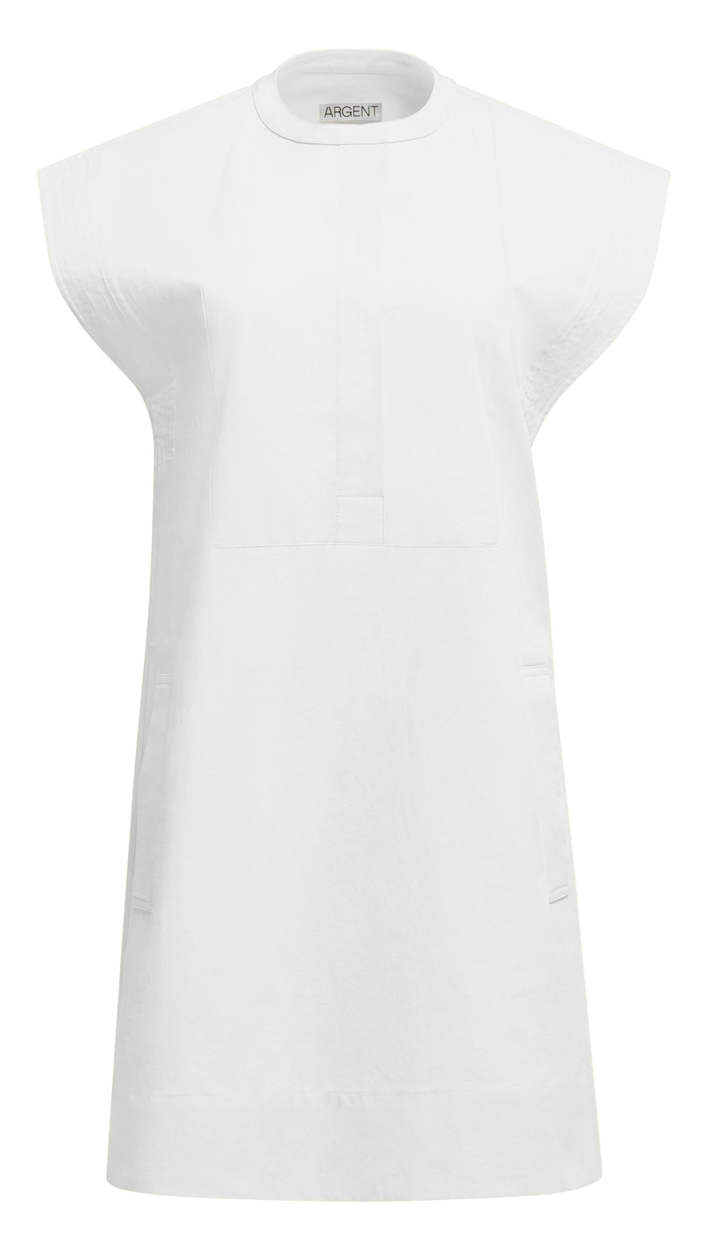 Mini Bib Dress in Cotton Sateen | White