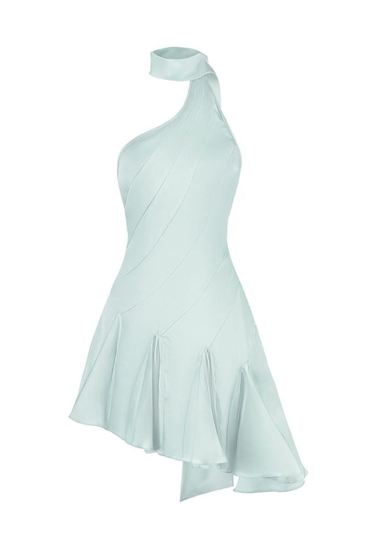 MS. GODET ASYMMETRIC DRESS IN GREEN