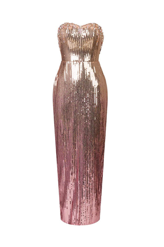 SEQUIN MIDI DRESS IN ROSE