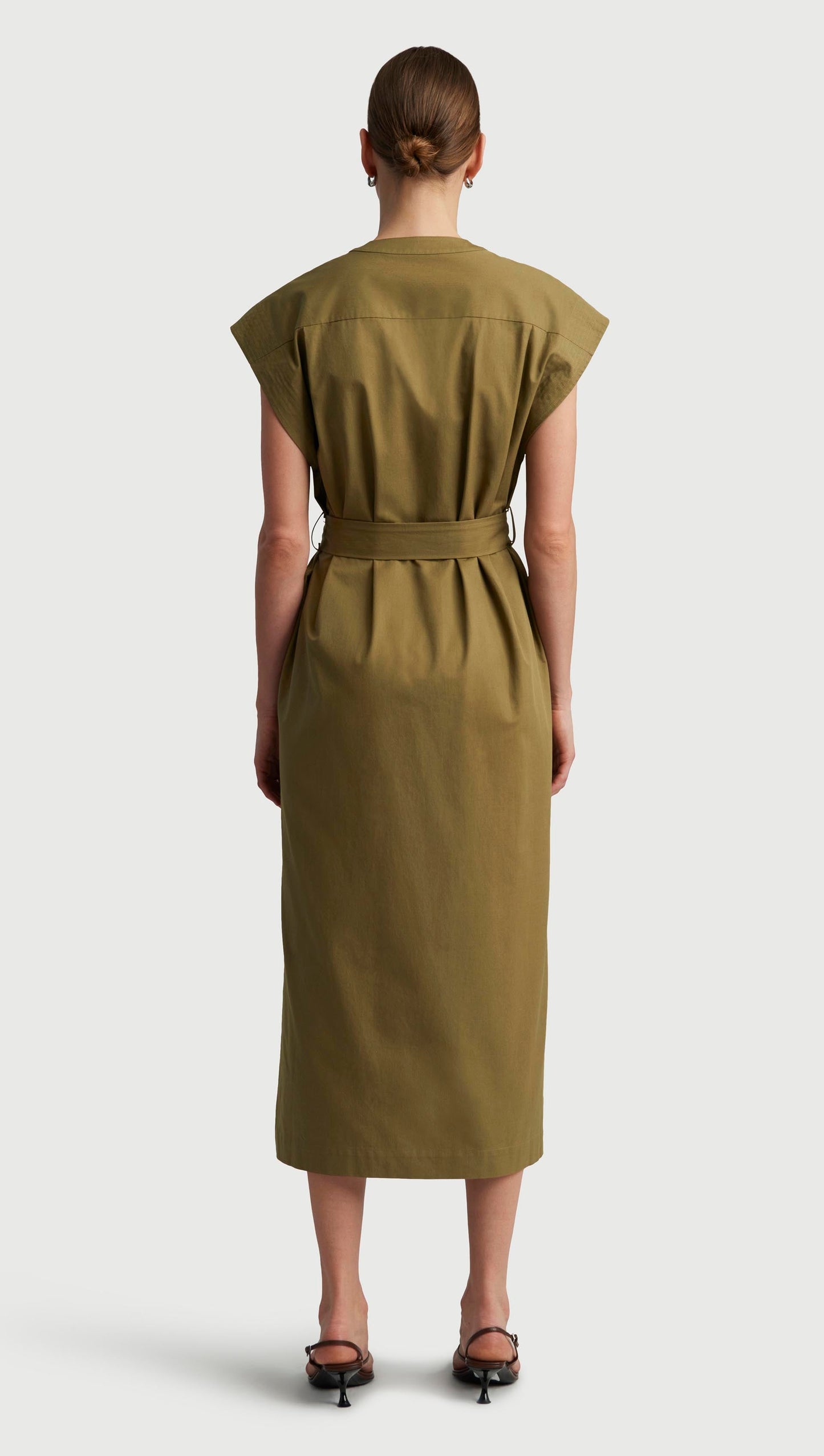 Bib Dress in Cotton Twill | Mushroom