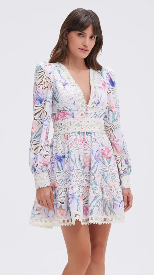 Amaryllis Embroidered Mini Dress