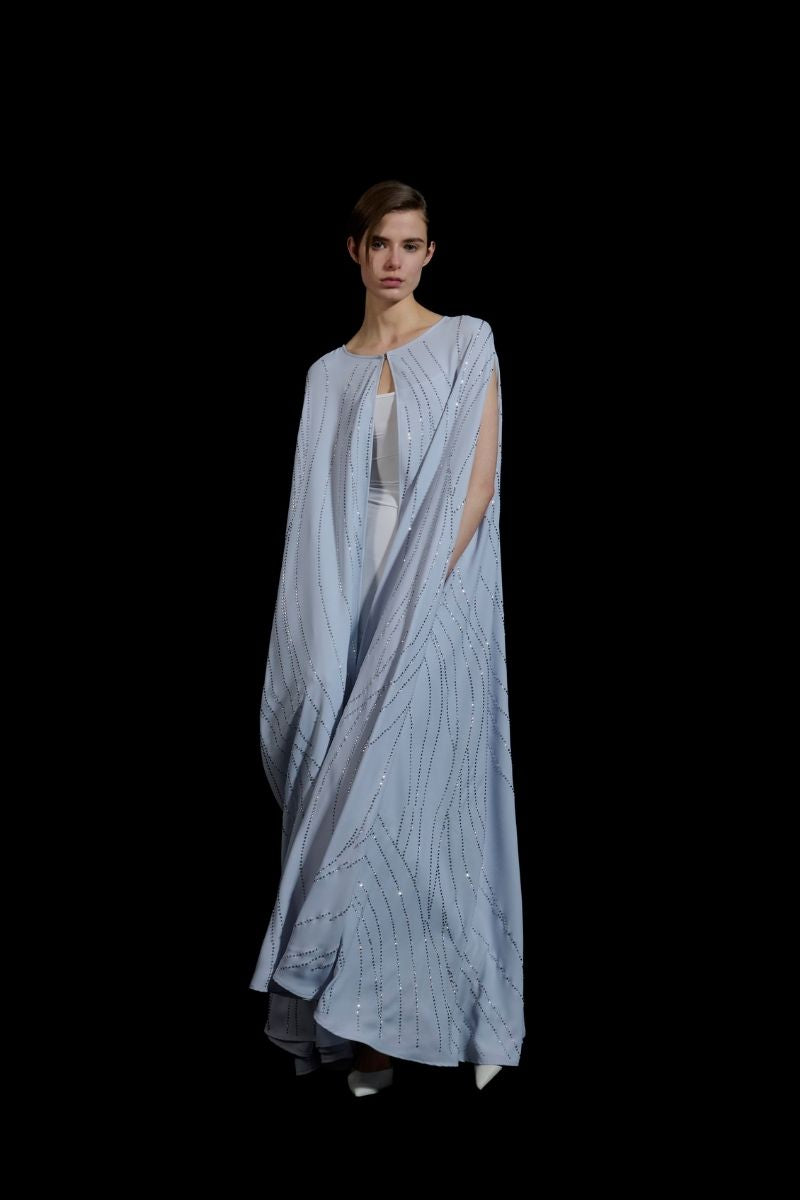 EMBELLISHED CAPE IN BLUE