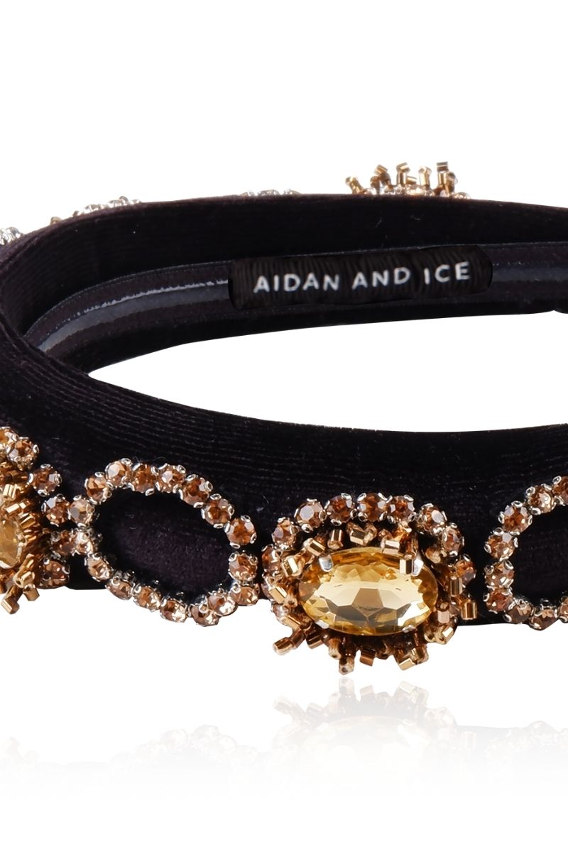 COOPER GOLD CRYSTAL AND SEED BEADS HEADBAND