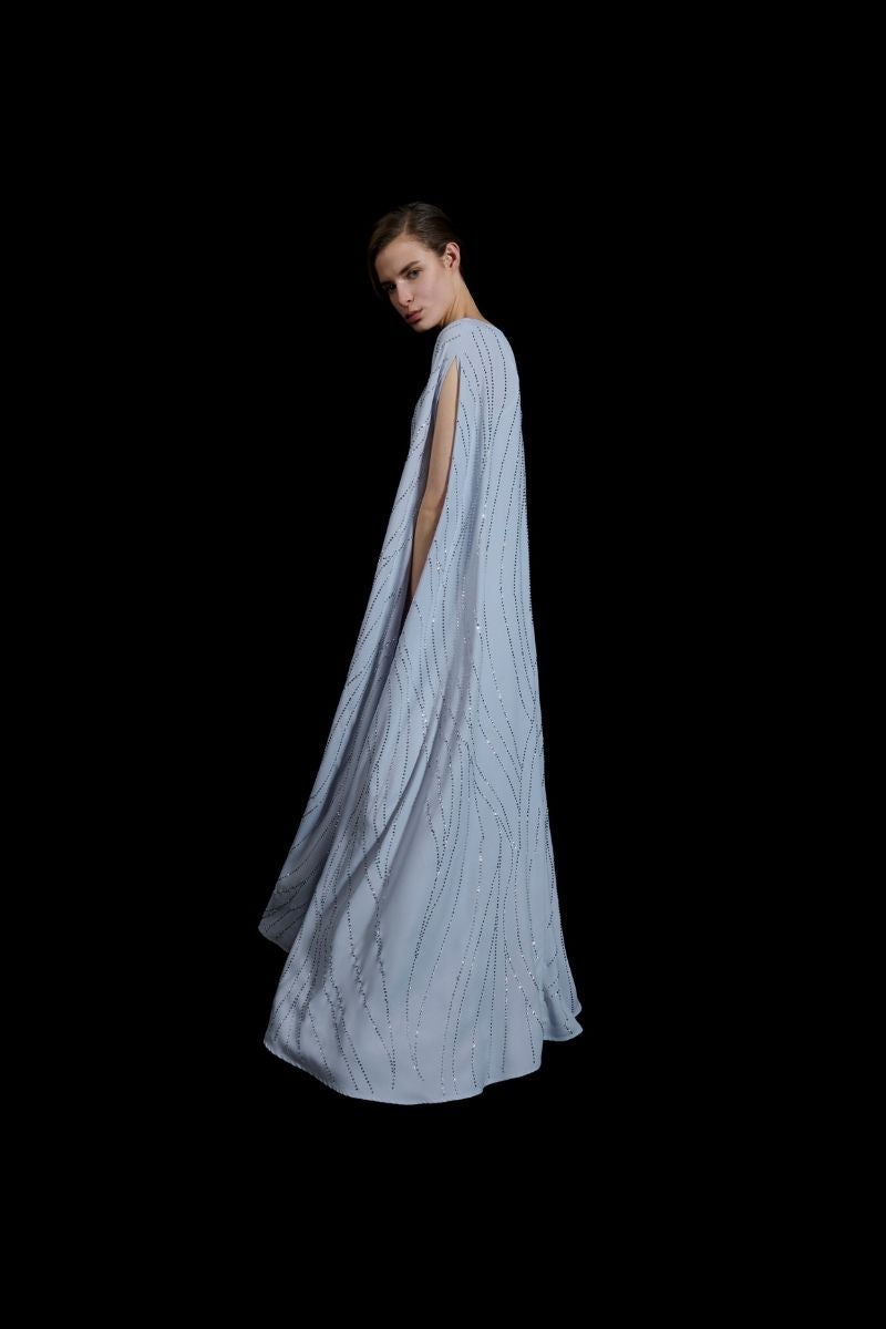 EMBELLISHED CAPE IN BLUE