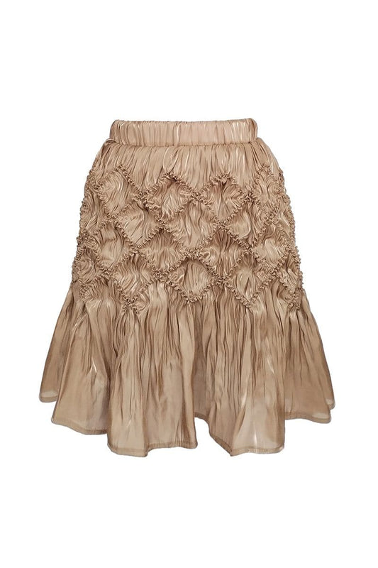 VICTORIA BEIGE SHIBORI MINI SKIRT