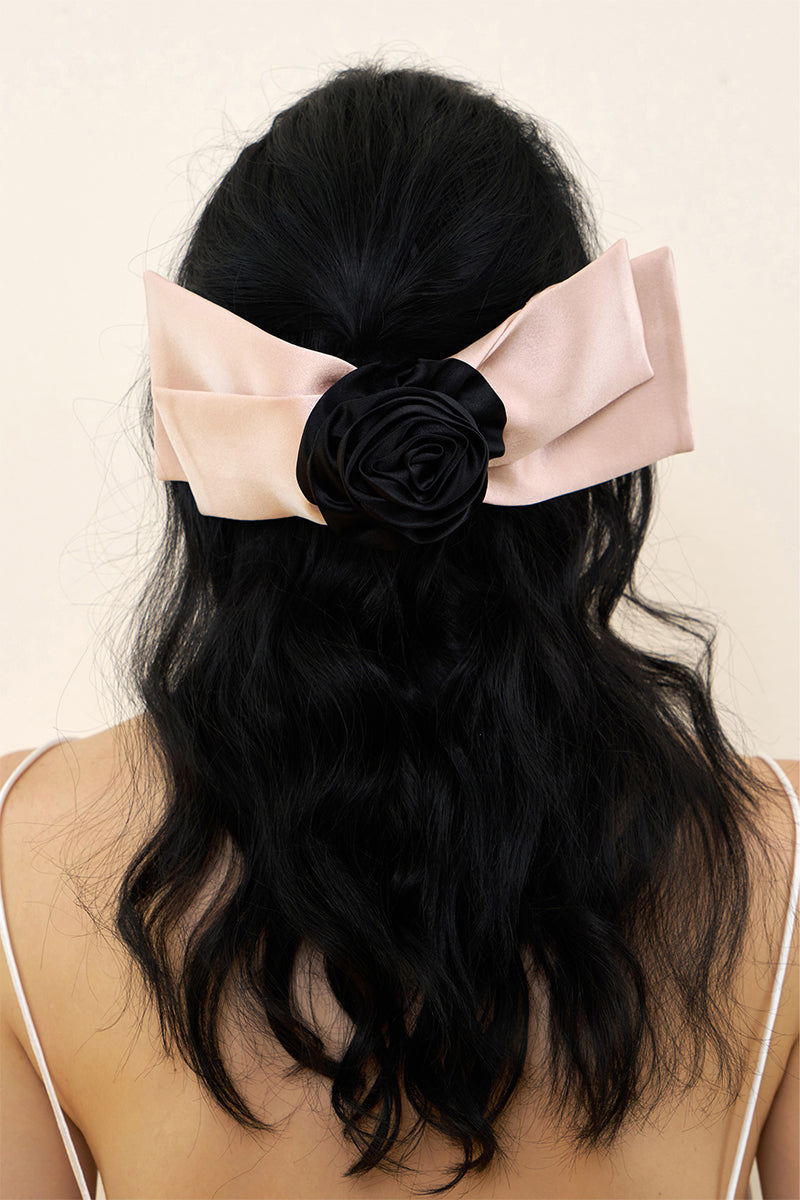 TUSCAN ROSE BOW SILK HAIR CLIPS