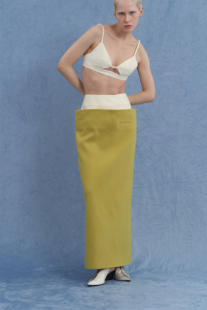 TUXEDO MAXI PENCIL SKIRT IN GREEN