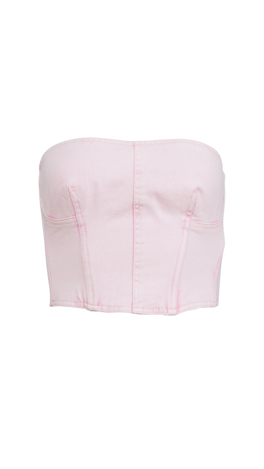 Colored Denim Bustier Top