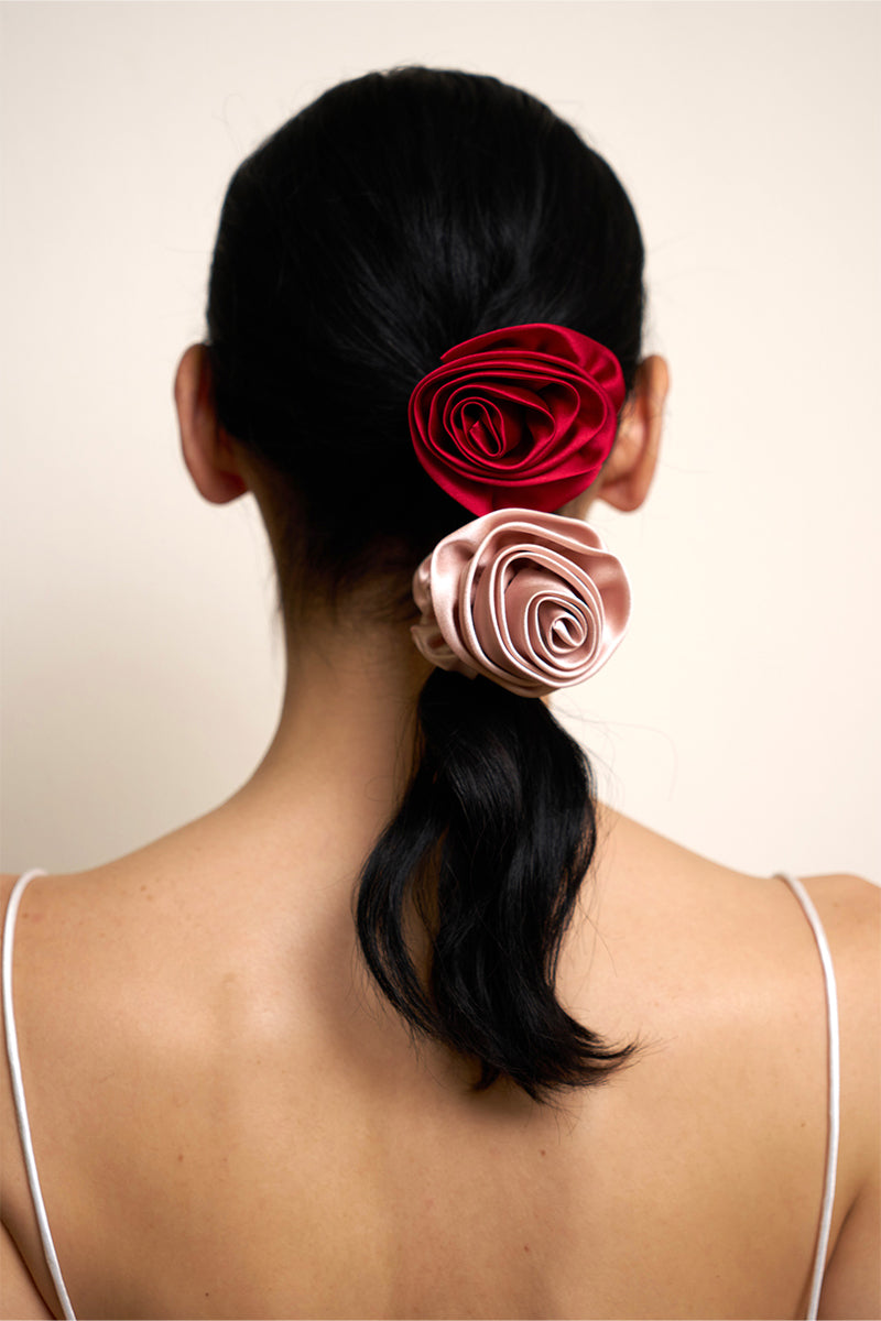 TUSCAN ROSE SILK SCRUNCHIES