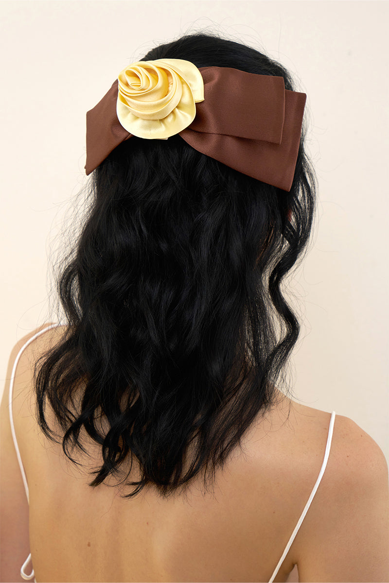 TUSCAN ROSE BOW SILK HAIR CLIPS