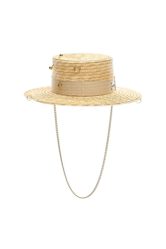 GOLD STRAW CANOTIER WITH 24K GOLD-PLATED ACCESSORIES