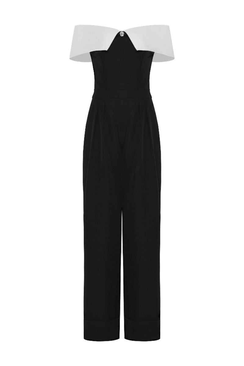 BABY BLACK OFF-SHOULDER JUMPSUIT