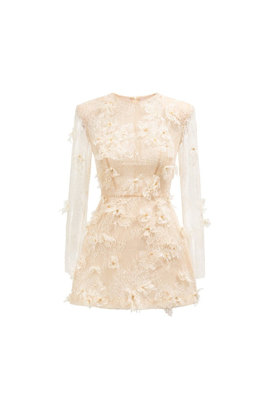 DUBB LACE FLOWER DRESS IN BEIGE