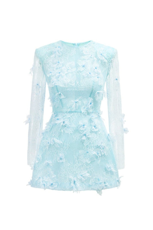 DUBB LACE FLOWER DRESS IN LIGHT BLUE