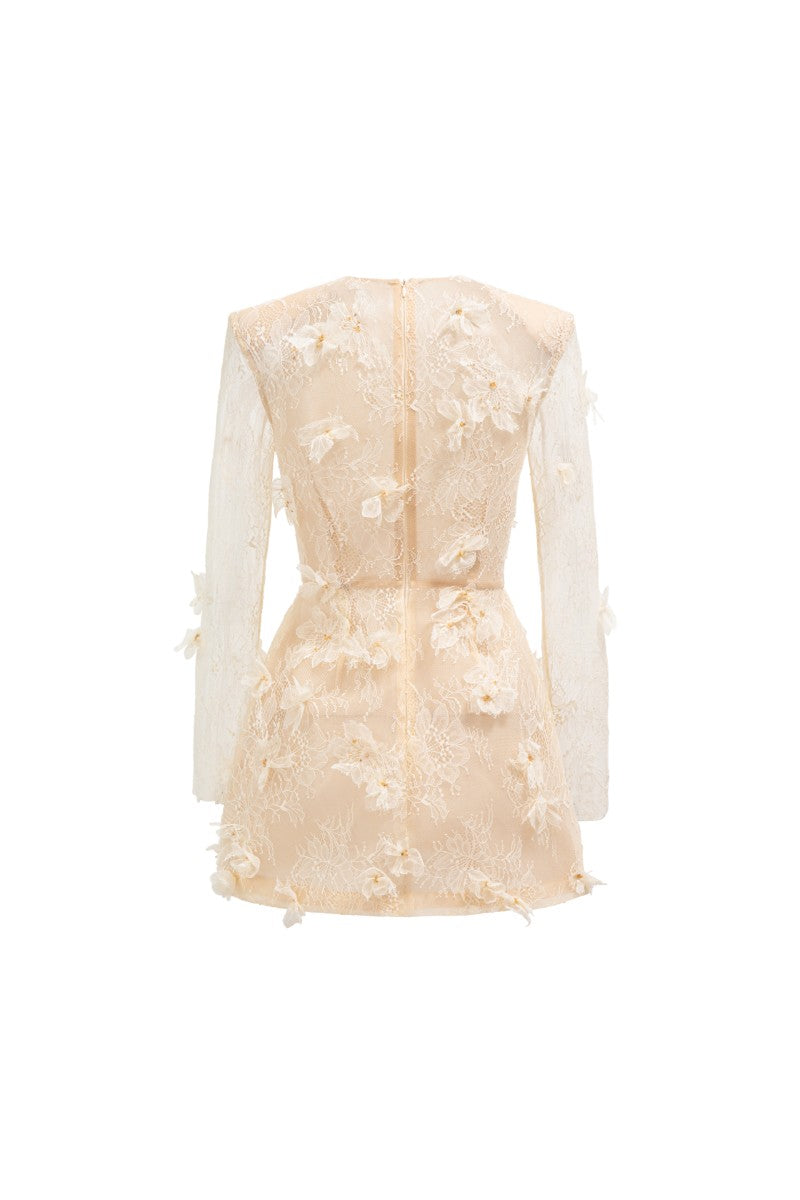 DUBB LACE FLOWER DRESS IN BEIGE