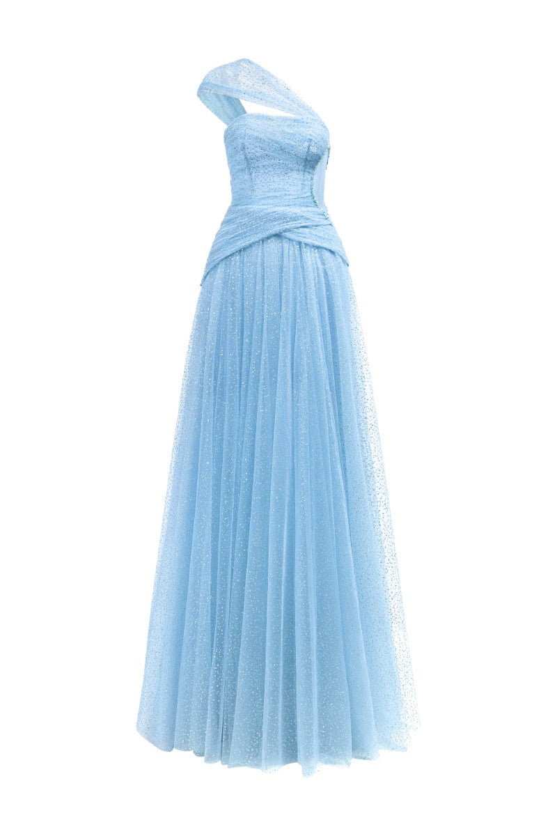 DAJAJAH GLITTER TULLE DRESS IN LIGHT BLUE