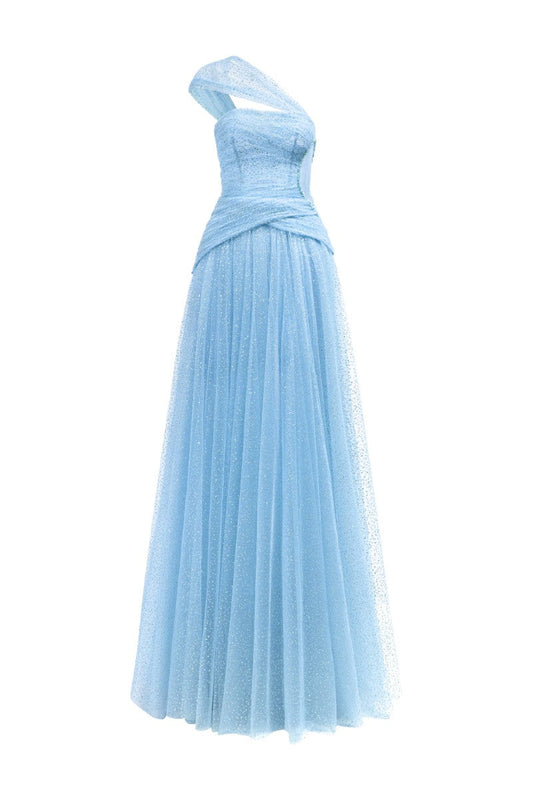 DAJAJAH GLITTER TULLE DRESS IN LIGHT BLUE